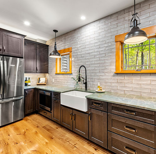 High end kitchen remodel with tile backsplash